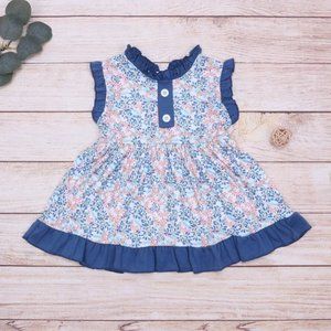 Boutique Girls Blue Floral Sleeveless Dress
